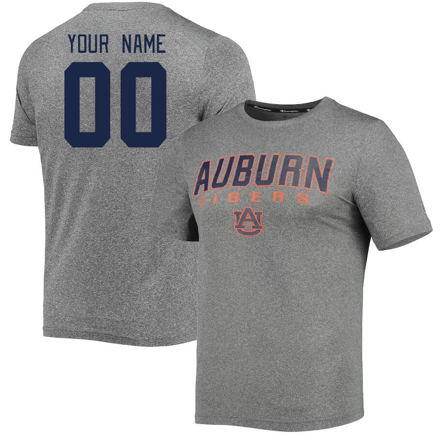 Custom Auburn Tigers Name And Number College Tshirt-Gray